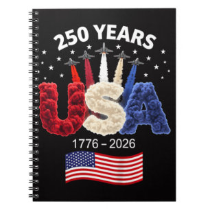 Usa 250th Anniversary American Flag 250 Years Notebook