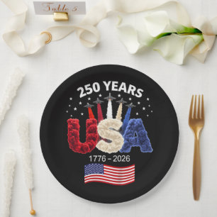 Usa 250th Anniversary American Flag 250 Years Paper Plate