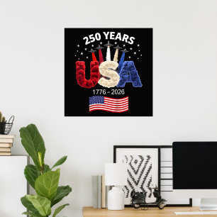 Usa 250th Anniversary American Flag 250 Years  Poster