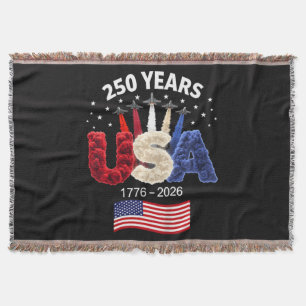 Usa 250th Anniversary American Flag 250 Years Throw Blanket