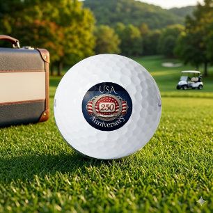 USA 250th Anniversary American Flag Stars Stripes Golf Balls
