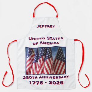 USA 250th Anniversary American Flags Patriotic Apron