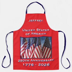 USA 250th Anniversary American Flags Patriotic Apron