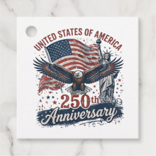 USA 250th Anniversary Bald Eagle Statue of Liberty Favour Tags