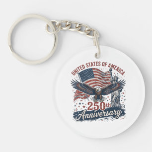 USA 250th Anniversary Bald Eagle Statue of Liberty Keychain
