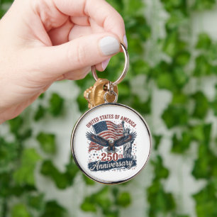 USA 250th Anniversary Bald Eagle Statue of Liberty Keychain
