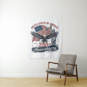 USA 250th Anniversary Bald Eagle Statue of Liberty Tapestry