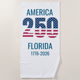 USA 250th Anniversary Florida Stars Stripes Beach Towel