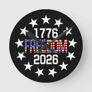USA 250th Anniversary Freedom Round Clock