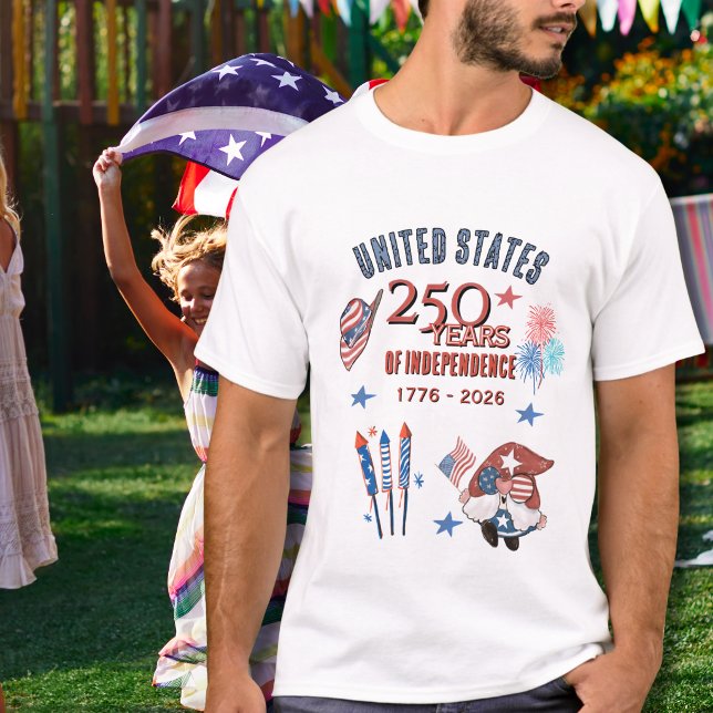 USA 250th Anniversary Gnome Classic Light T-Shirt  (USA 250th Anniversary Gnome Premium Black T-Shirt)