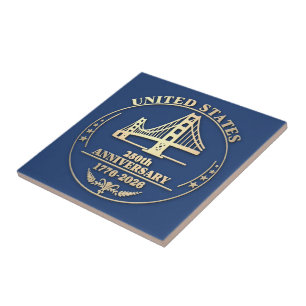 USA 250th Anniversary Golden Gate Gold design Tile