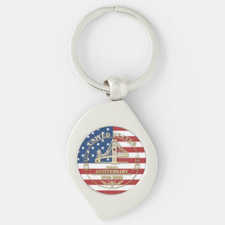 USA 250th Anniversary Golden Gate Patriotic Flag  Keychain