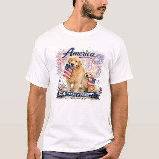 USA 250th Anniversary Golden Retriever T Shirt #5