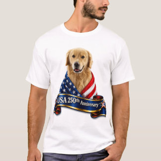 USA 250th Anniversary Golden Retriever T Shirt #9