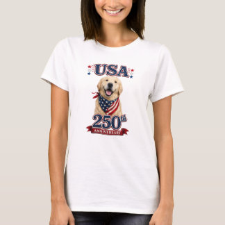 USA 250th Anniversary Golden Retriever Woman's T-Shirt