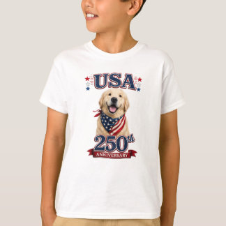 USA 250th Anniversary Golden Retriever Youth T-Shirt