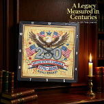 USA 250th Anniversary Heritage Rope Square Wall Clock<br><div class="desc">Celebrate a quarter-millennium of freedom with the USA 250th Anniversary Heritage Rope clock. This high-energy timepiece features a high-definition graphic that masterfully captures a unique, tactile craft aesthetic. The design centers on a majestic bald eagle with wings outspread, perched above a large "250" rendered in a thick, patriotic braided-rope texture....</div>