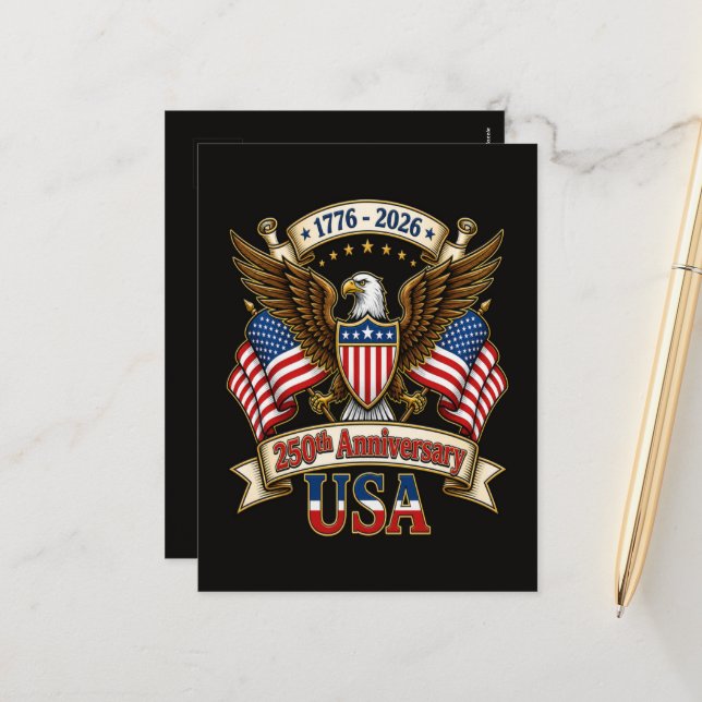 USA 250th Anniversary Holiday Postcard (Front/Back In Situ)