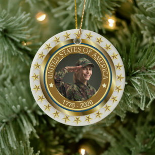 USA 250th Anniversary I Patriotic 1776-2026 Ceramic Ornament