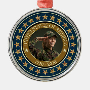 USA 250th Anniversary I Patriotic 1776-2026 Metal Ornament