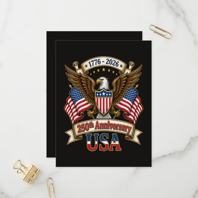 USA 250th Anniversary Invitation Postcard (Front/Back In Situ)