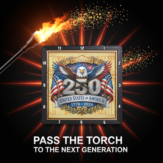 USA 250th Anniversary Liberty Eagle Square Wall Clock (Creator Uploaded)