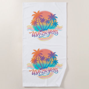 USA 250th anniversary Palm Trees Beach Towel