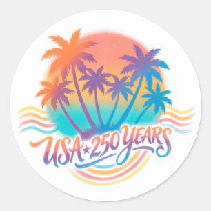 USA 250th anniversary Palm Trees Classic Round Sticker