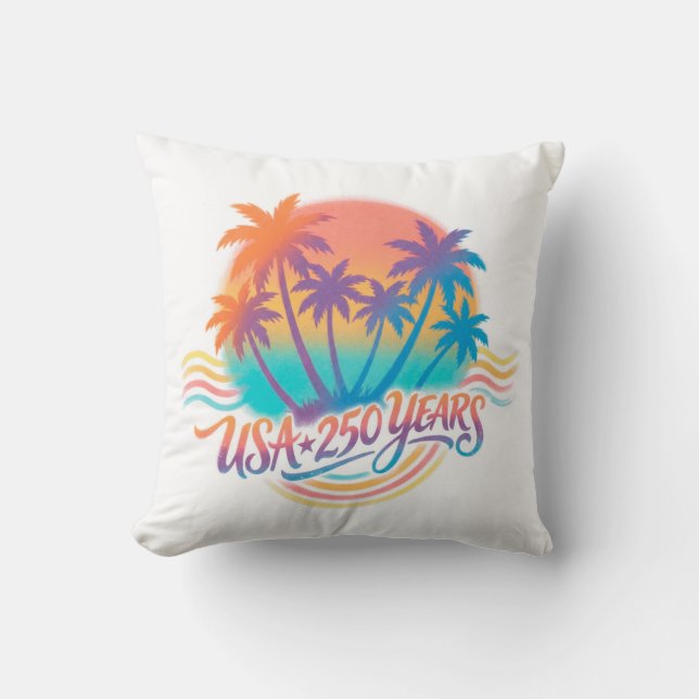 USA 250th anniversary Palm Trees  Throw Pillow (Front)