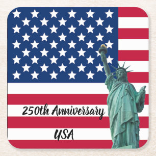 USA 250th Anniversary Paper Plates Square Paper Coaster