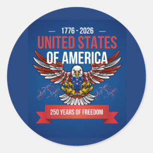 Usa 250th anniversary patriotic 4th of July  Classic Round Sticker