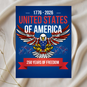 Usa 250th anniversary patriotic 4th of July  Holiday Postcard
