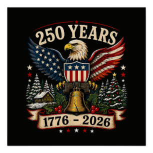 USA 250th Anniversary Patriotic Christmas Eagle Poster