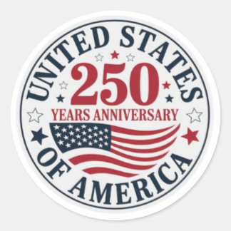 USA 250th Anniversary Patriotic Classic Round Sticker