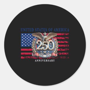 Usa 250th Anniversary Patriotic Eagle American Fla Classic Round Sticker