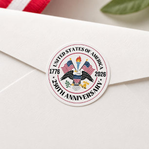 USA 250th Anniversary Patriotic Eagle Emblem Classic Round Sticker