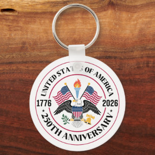 USA 250th Anniversary Patriotic Eagle Emblem Keychain