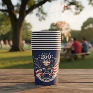USA 250th Anniversary Patriotic Eagle & Liberty  Paper Cups