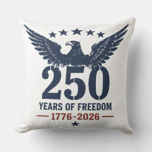 USA 250th Anniversary Patriotic Eagle Years of Fre Throw Pillow