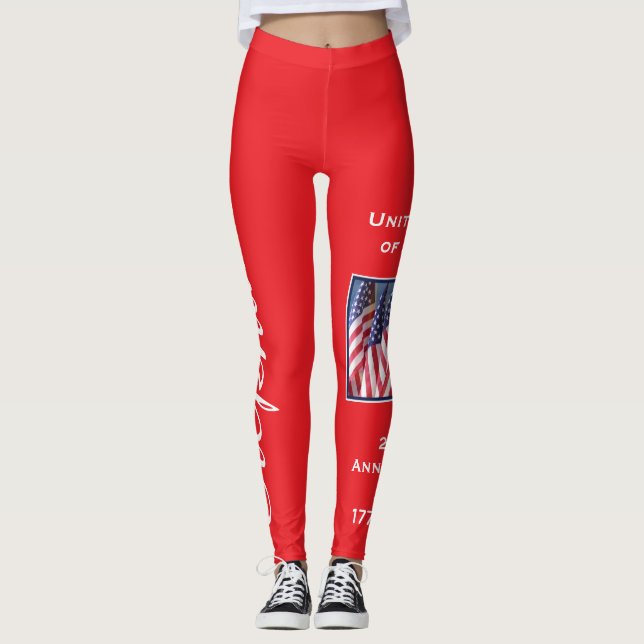 USA 250th Anniversary personalized name yoga Leggings (Front)