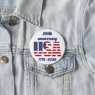 USA 250th Anniversary Semiquincentennial 1776–2026 3 Inch Round Button