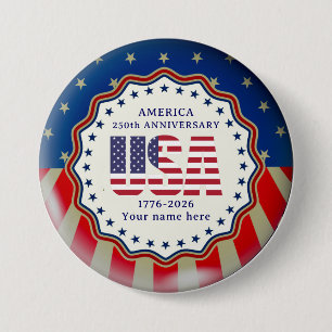 USA 250th Anniversary Semiquincentennial 1776–2026 3 Inch Round Button