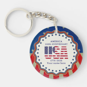 USA 250th Anniversary Semiquincentennial 1776–2026 Keychain