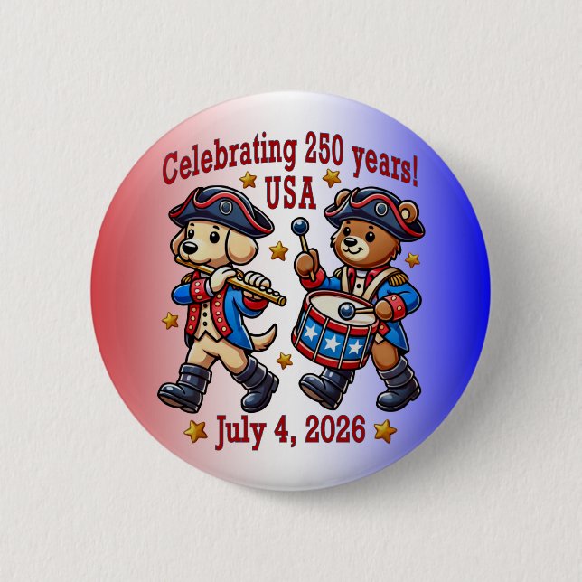 USA 250th Anniversary Souvenir - Patriotic  2 Inch Round Button (Front)