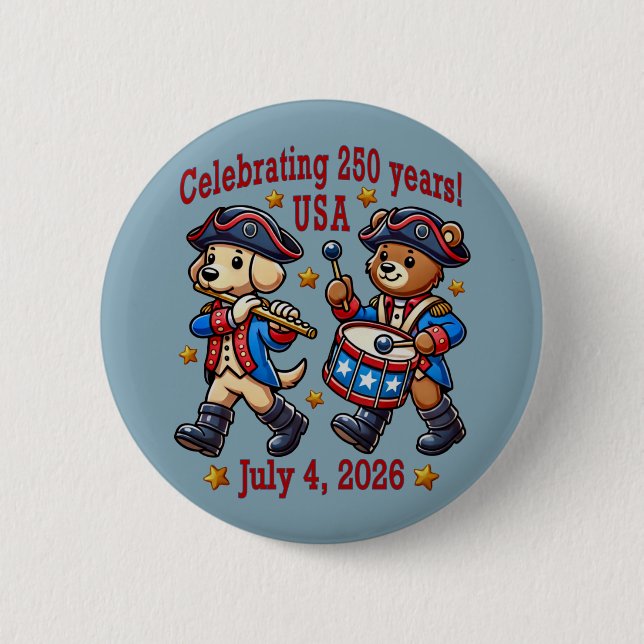 USA 250th Anniversary Souvenir - Patriotic  2 Inch Round Button (Front)