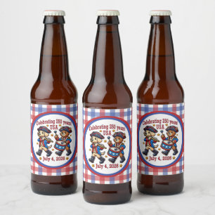 USA 250th Anniversary Souvenir - Patriotic  Beer Bottle Label