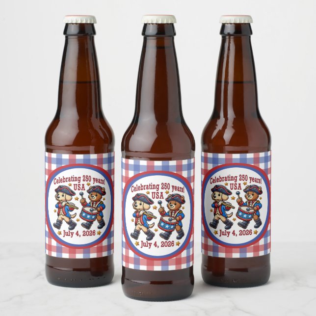 USA 250th Anniversary Souvenir - Patriotic  Beer Bottle Label (Bottles)