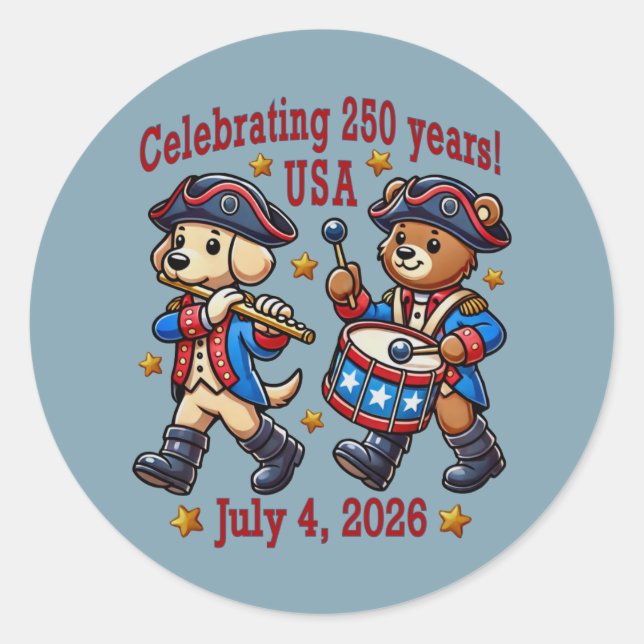 USA 250th Anniversary Souvenir - Patriotic  Classic Round Sticker (Front)