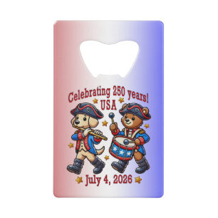 USA 250th Anniversary Souvenir - Patriotic  Credit Card Bottle Opener