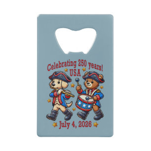 USA 250th Anniversary Souvenir - Patriotic  Credit Card Bottle Opener